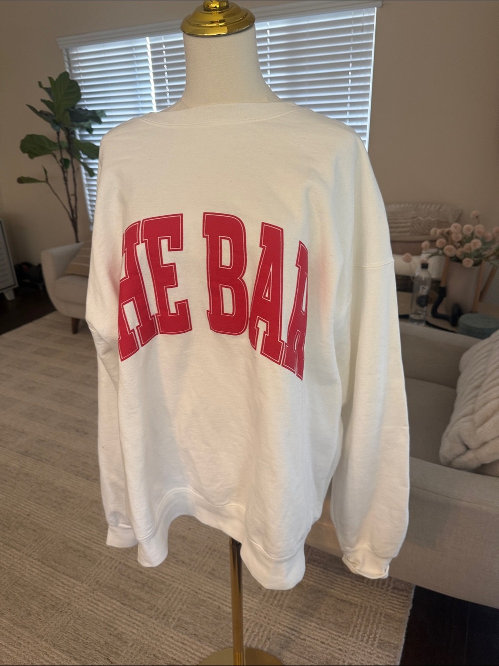 The Bar White Crewneck Sweatshirt with Red Arch Logo - Picture 2 of 2